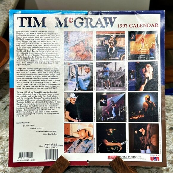 Vintage Tim McGraw Calendar 1997 Country Music Superstar Unused Unmarked - Picture 4 of 11